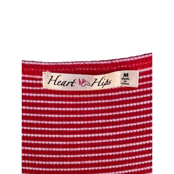Heart and Hips Red White Striped Ribbed Knit Dress Y2K Style Size M - Picture 5 of 8